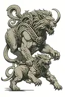 Hércules and cerberus + hell tattoo design idea