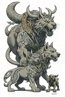 Hércules and cerberus + hell tattoo design idea