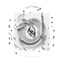 Only the tekst: Quiet Dedication beneath eachother. It must be connected which resemble a musical note tattoo design idea