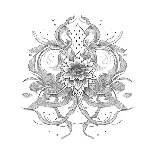 A blackwork wine bottle adorned with delicate floral vines tattoo design idea