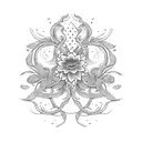 A blackwork wine bottle adorned with delicate floral vines tattoo design idea