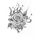 A blackwork wine bottle adorned with delicate floral vines tattoo design idea