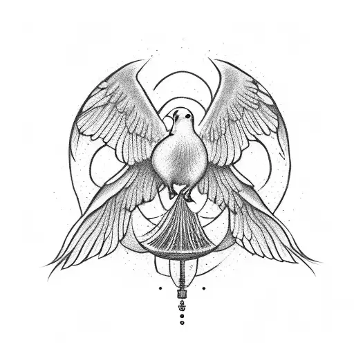 a Glorious person playing with a Dove of Peace tattoo design idea