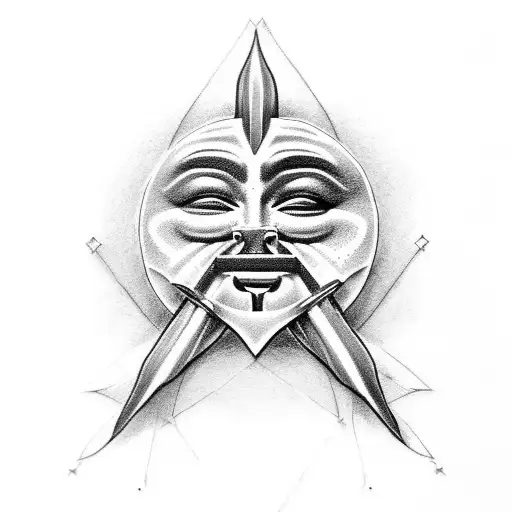 v for vendetta and a trident tattoo design idea