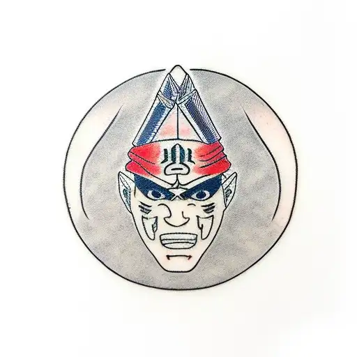 Traditional Japanese tattoo of a kunai knife with Itachi's face inside tattoo design idea