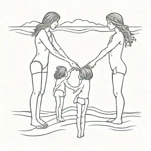 symbolizing 3 cousins that love each other and the beach tattoo design idea