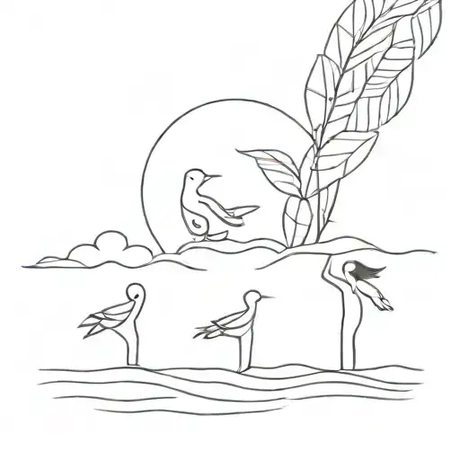 symbolizing 3 friends  that love each other and the beach tattoo design idea