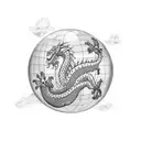 dying dragon wrapped around globe tattoo design idea