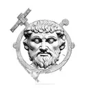 The name "ARISTOTLE ATLAS" in ancient Greek writing, The Greek titan atlas Greek mythology, date 08/20/2021 tattoo design idea
