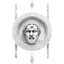 The name "ARISTOTLE ATLAS" in ancient Greek writing, date 08/20/2021 tattoo design idea