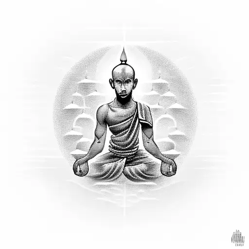 spiritual monk meditation tattoo design idea