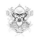 monk with multiple arms tattoo design idea