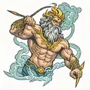 Zeus holding a lightning bolt striking tattoo design idea