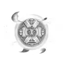 A skateboard with smoke trails forming coding symbols tattoo design idea