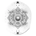 A cosmic-themed skateboard deck with hidden conspiracy symbols tattoo design idea