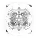 A cosmic-themed skateboard deck with hidden conspiracy symbols tattoo design idea