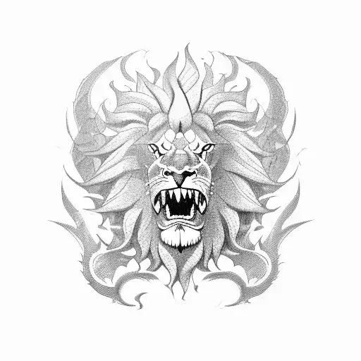 lion dragon fight tattoo design idea