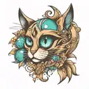 cat eye planet tattoo design idea