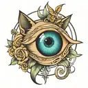 cat eye planet tattoo design idea