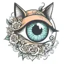 cat eye planet tattoo design idea