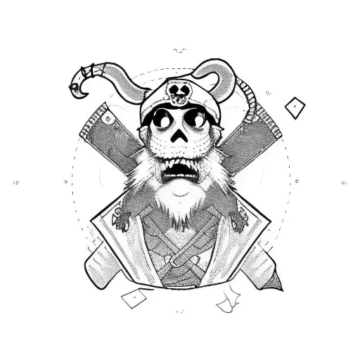 Rat pirate captain with a treasure map tattoo design idea