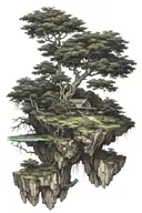 a tree on a floating island tattoo design idea