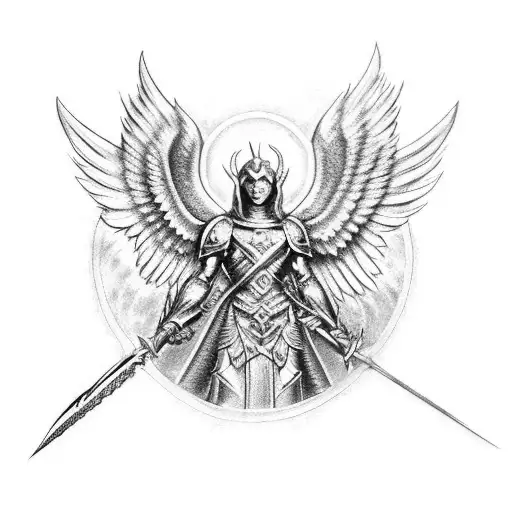 Archangel Michael Sword Devil Epic  tattoo design idea