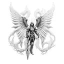 Archangel Michael Sword Devil Epic  tattoo design idea