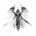Archangel Michael Sword Devil Epic  tattoo design idea