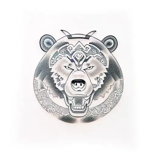 black belt bear tattoo design idea