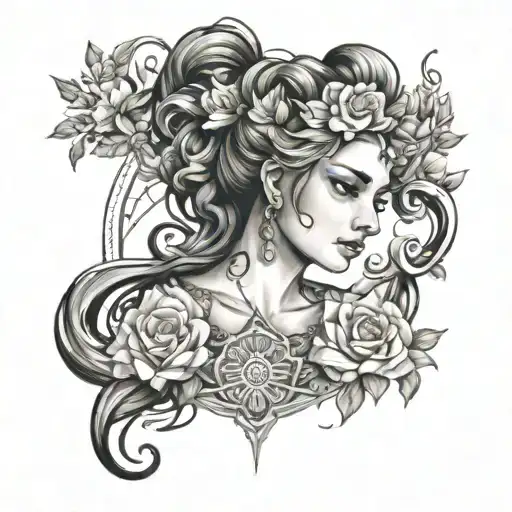 Goddess Nika tattoo on the forearm in the style of realism tattoo design idea