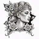Goddess Nika tattoo on the forearm in the style of realism tattoo design idea
