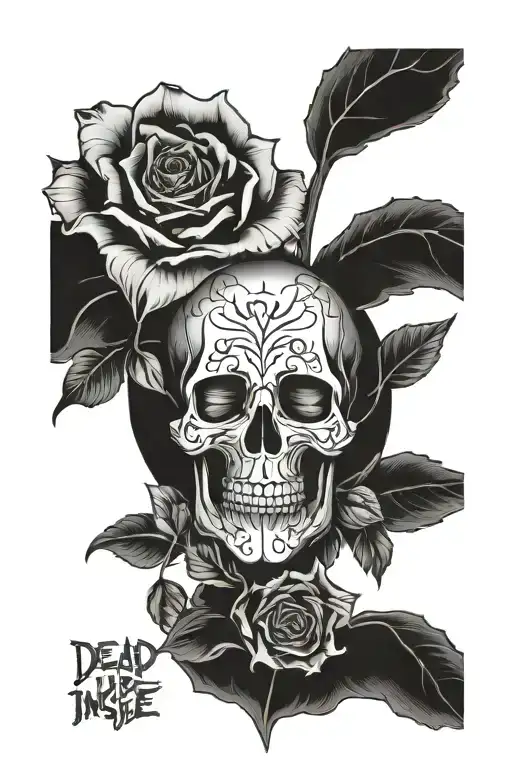 dead inside but keep going tattoo design idea