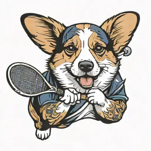 Corgi Tennis Player tattoo design idea
