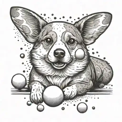 corgi table tennis tattoo design idea