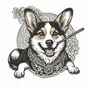 Corgi with a Shady Racket tattoo design idea