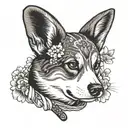 Corgi with a Shady Racket tattoo design idea