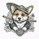 Corgi with a Shady Racket tattoo design idea