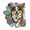 corgi table tennis tattoo design idea