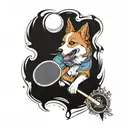 corgi table tennis tattoo design idea