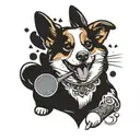 corgi table tennis tattoo design idea