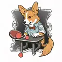 corgi table tennis tattoo design idea