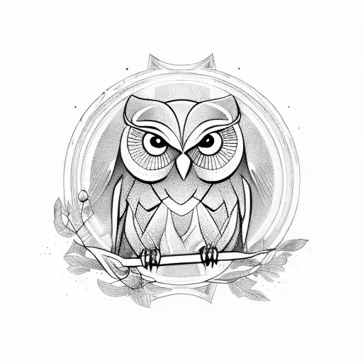 athenian owl with cool design around it with Athens spelled in greek  tattoo design idea