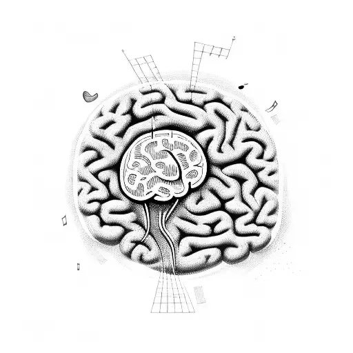 A brain with musical notes as its neurons tattoo design idea