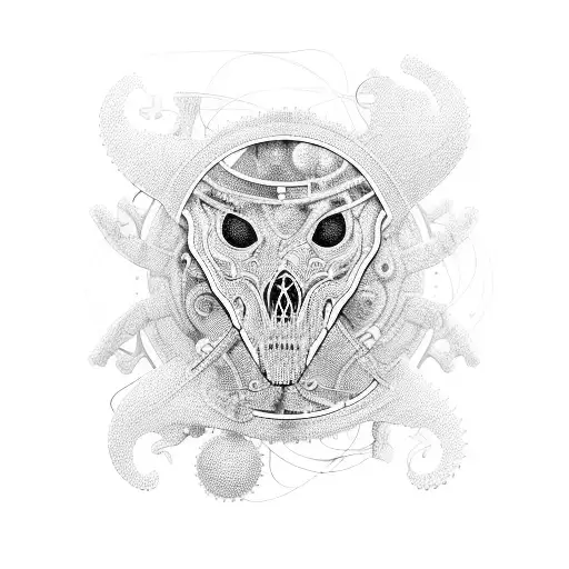 A steampunk-inspired engine intertwined with intricate neuron patterns tattoo design idea