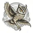 owl flying tattoo design idea