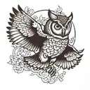 owl flying tattoo design idea