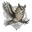 owl flying tattoo design idea