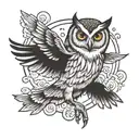 owl flying tattoo design idea