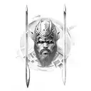 warrior with hammer  tattoo design idea